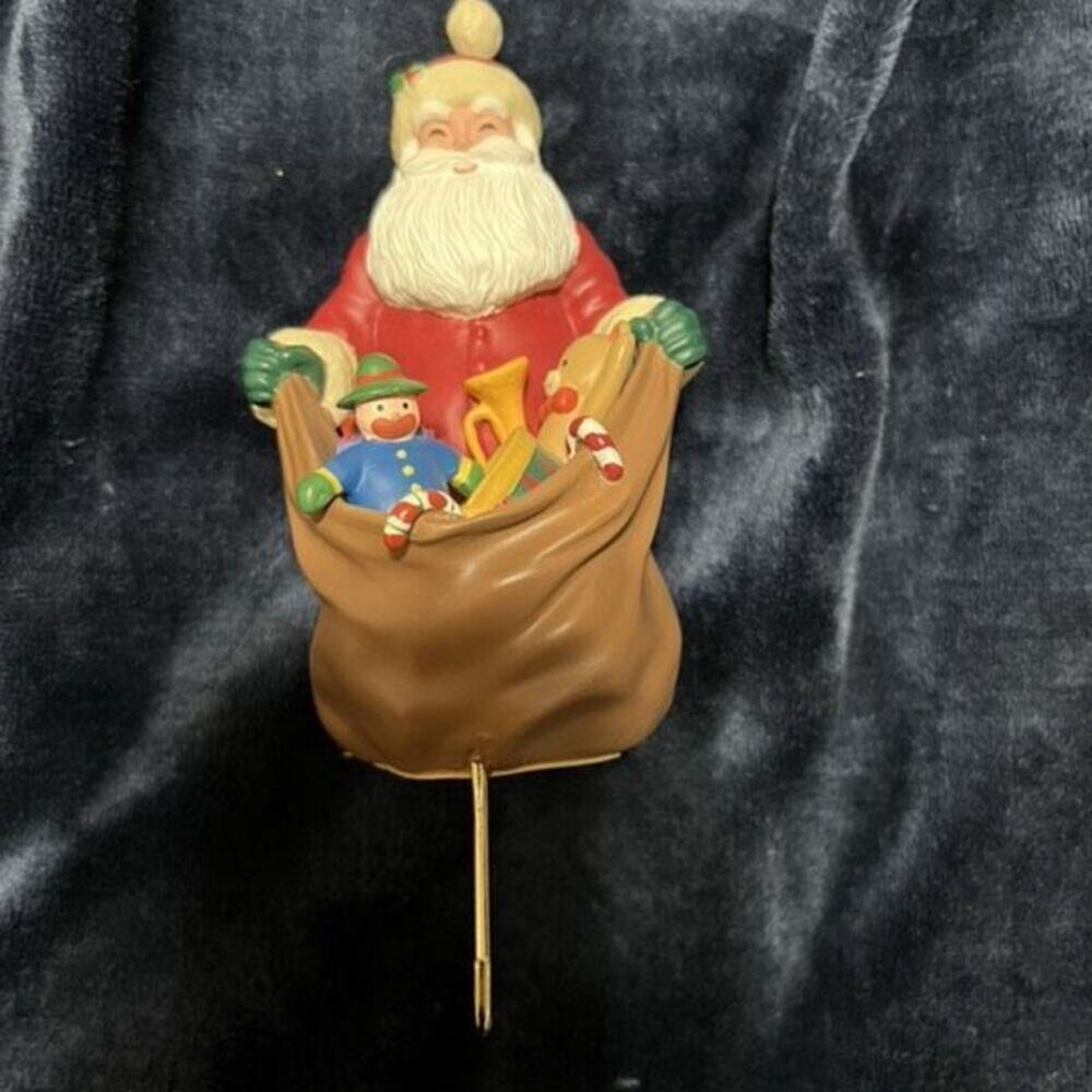 Vintage Hallmark Santa Stocking Holder Heavy Mantel Christmas Decor EUC
